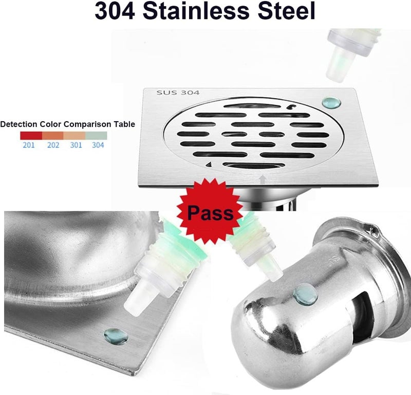 Excefore Stainless Steel Floor Drain Filter, Square Waste Drain Cover With Removable Strainer and Deodorizing Core for Kitchen, Bath, Sink Water Pipe - Image 3