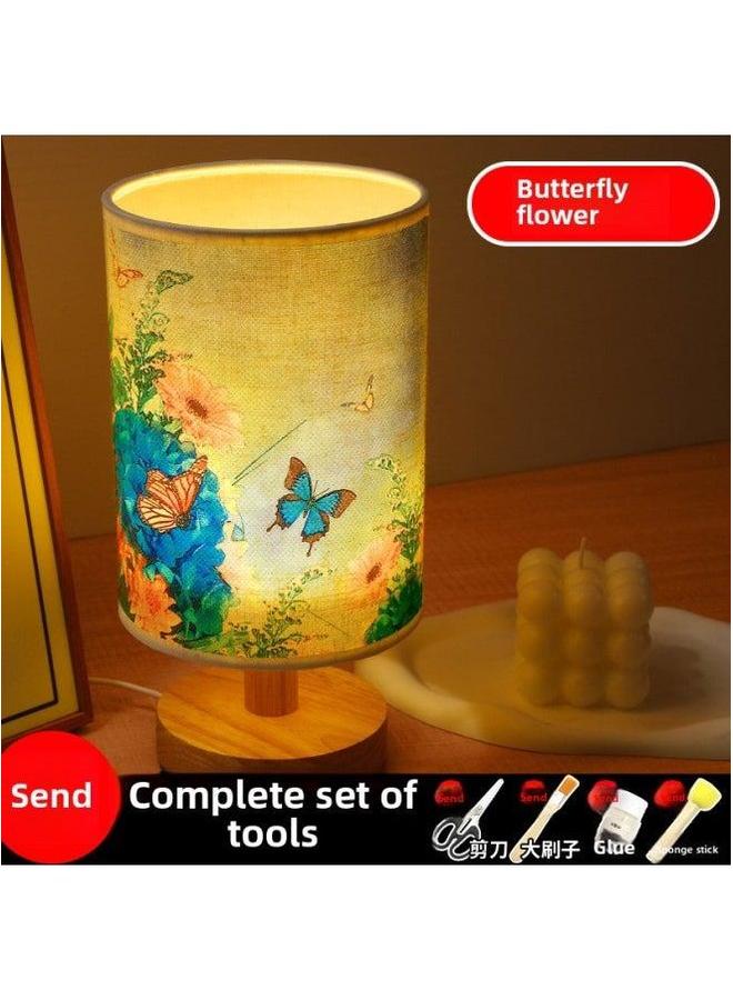 Mother's Day Gift Handmade Embossed Table Lamp DIY Material Package Dried Flower Nightlight Children's Group Building Warm-up Activities-Color:Butterfly Love 2 (full Set Of Package)  - Image 1