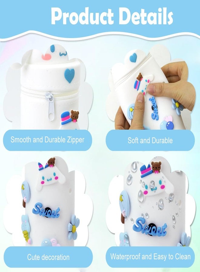 Fancyku® Kawaii Pencil Pouch Pen Holder for Girls Cartoon Silicone Pencil Pouch DIY Fun Pen Holder with Charms Birthday Gift for Girls - Image 3