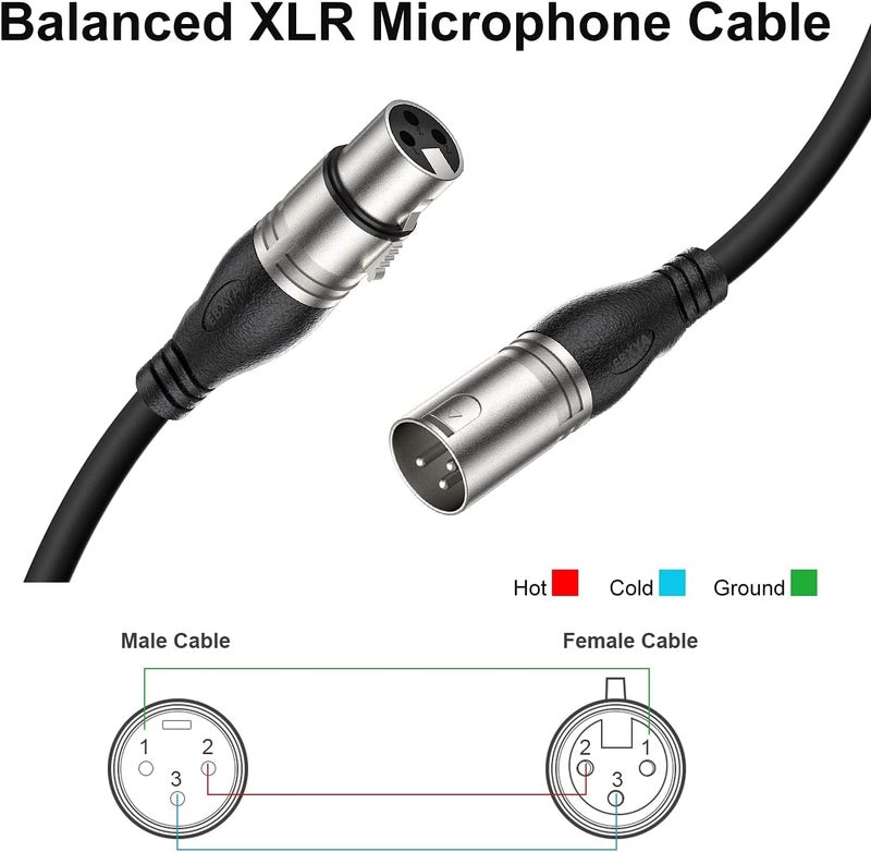 EBXYA XLR Cable 50ft 2 Packs - Premium Balanced Microphone Cable with 3-Pin XLR Male to Female Mic Speaker Cable, Black - Image 3