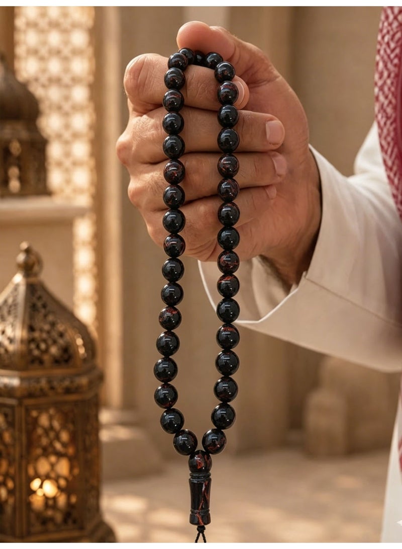 موجود 45 مسبحة صلاة من الراتنج الكهرماني/تسبيح/10 مم/للرجال والنساء - Image 3