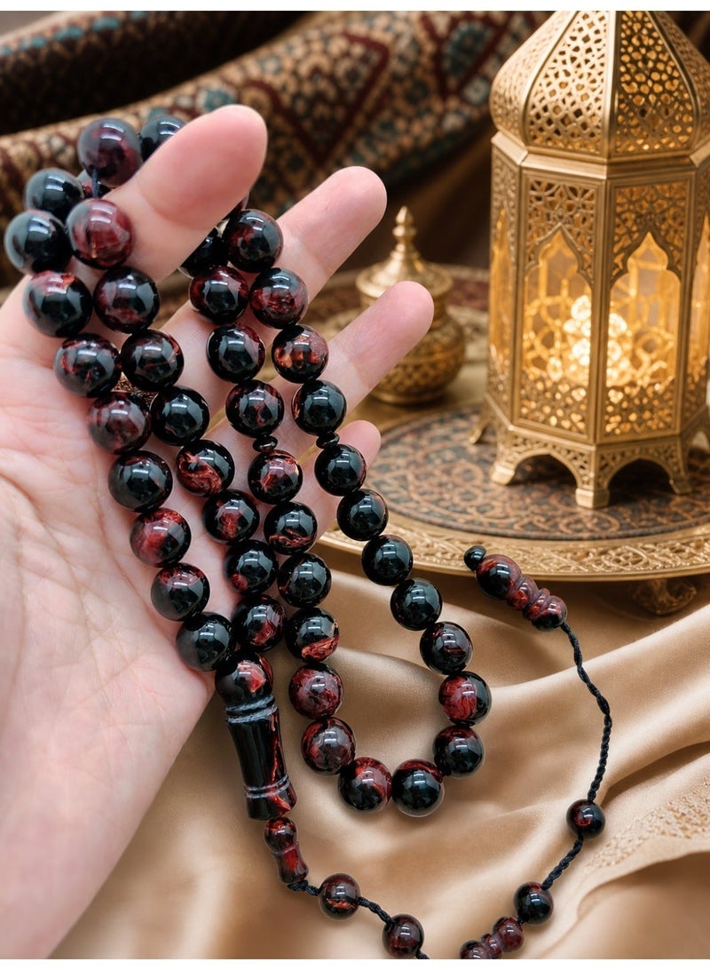موجود مسبحة من راتنج العنبر مكونة من 45 حبة / 11 مم / للرجال والنساء / هدية رمضان / مسبحة إسلامية مصنوعة يدويًّا - Image 3
