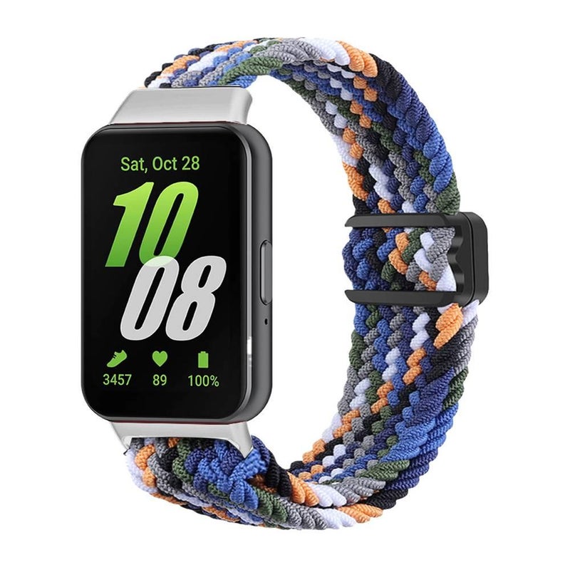 سوار ساعة ذكية سوار نايلون حلقي متوافق مع Samsung Galaxy Watch بملاءمة قابلة للتعديل وحزام بديل باللون أسود قابل للتعديل - Image 5