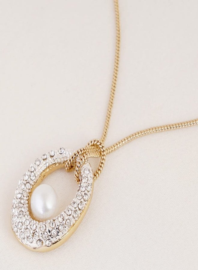 استيل قلادة إستيل مطلية بالذهب على شكل قلب مرصعة بكريستالات بيضاء للنساء - Image 3