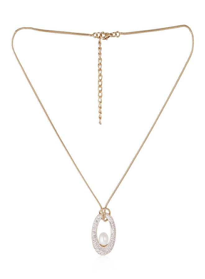 استيل قلادة إستيل مطلية بالذهب على شكل قلب مرصعة بكريستالات بيضاء للنساء - Image 4