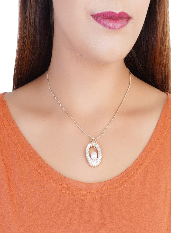 استيل قلادة إستيل مطلية بالذهب على شكل قلب مرصعة بكريستالات بيضاء للنساء - Image 2