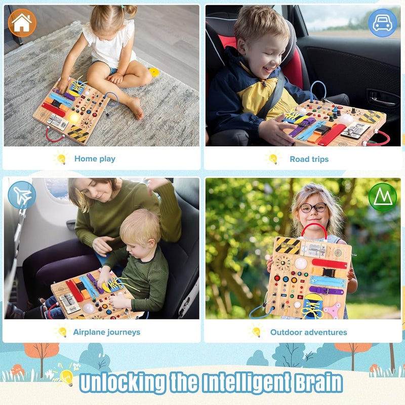 Grarain Busy Board Montessori Toys for 1-3 Year Old Sensory Toys Educational Toddler Toys Baby Toys for 1-2 Years Kids Learning Playtime Busy Board V3 - Image 4