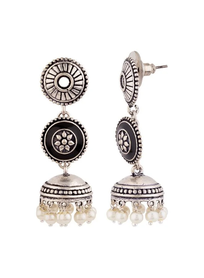 VOYLLA Rangabati Faux Pearls Layered Earrings
