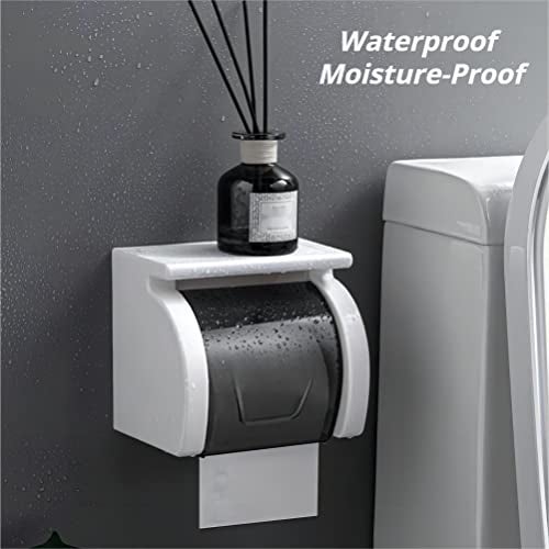 Beruyu Self Adhesive Toilet Paper Holder with Shelf, Waterproof Toilet Paper Roll Holder Wall Mount for Bathroom and Washroom, White - Image 3