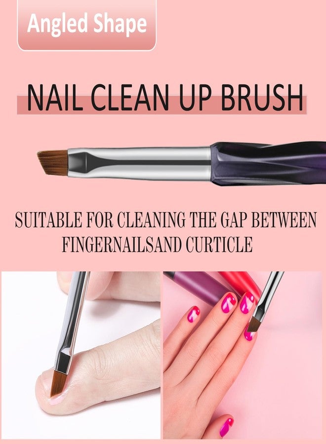 GEMSANVA Nail Art Clean Up Brushes,3PCS Nail Brush For Cleaning Polish Mistakes on the Cuticles,Flat/Oval/Fine Angled Gel Nail Brushes For Nail Art Design Painting and DIY Tools (BLACK PURPLE) - Image 5