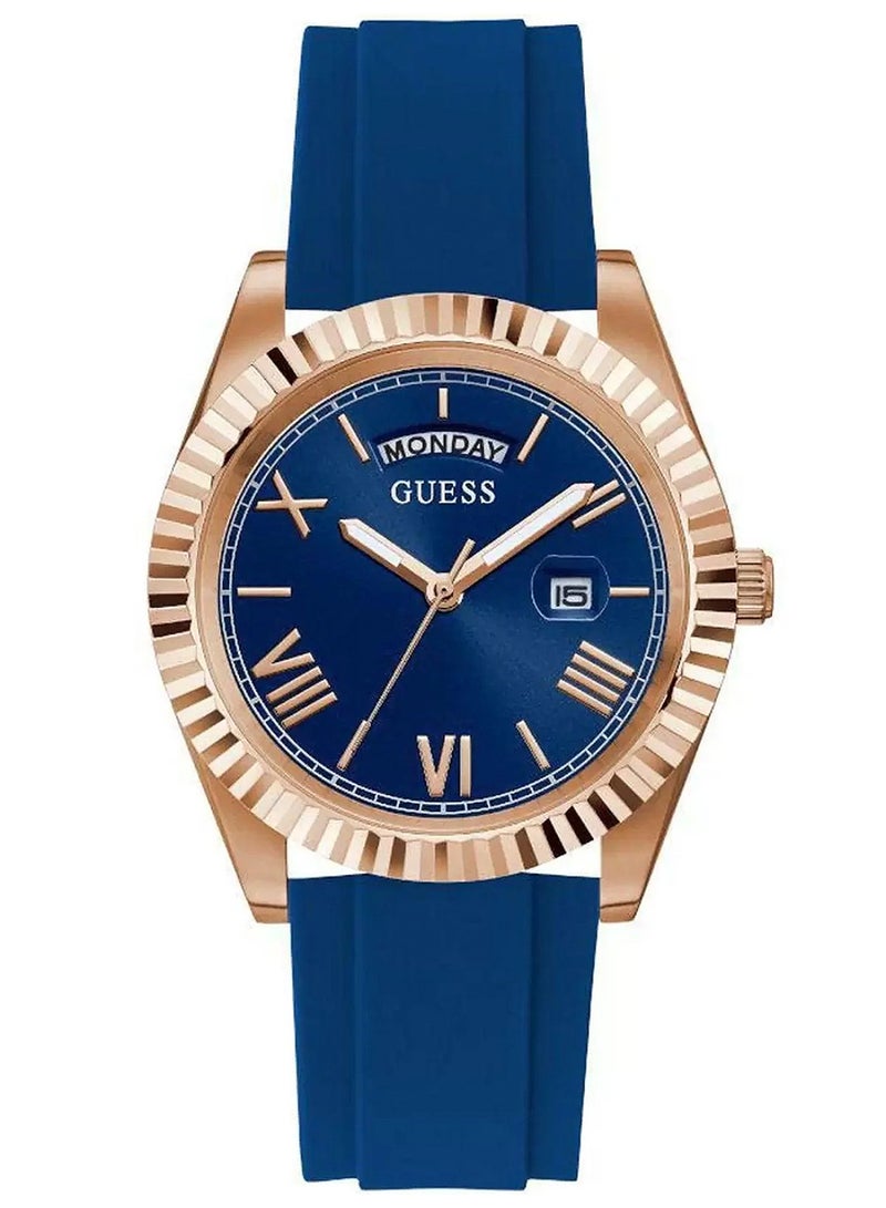 GUESS ساعة GUESS للرجال بسوار سيليكون أزرق لليوم والتاريخ - GW033521 - Image 1