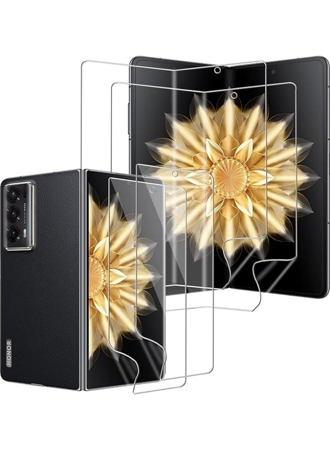 Compatible with Honor Magic V2 5G, 2 Pack Inner Screen Protector and 2 Pack Outer Screen Protector, Anti-Scratch, High Sensitivity HD Soft TPU Flexible Hydrogel Film Protector - Image 1