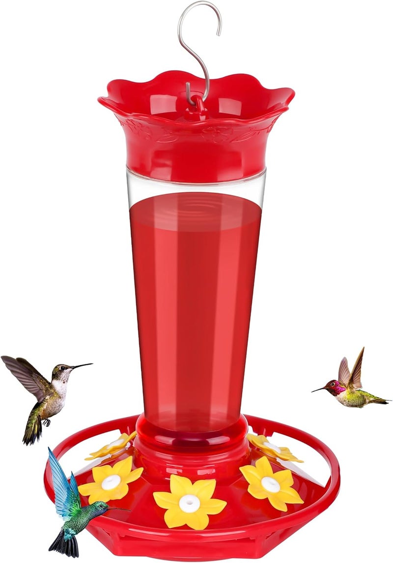 FEED GARDEN أوعية طعام بلاستيكية للطيور النحلية من FEED GARDEN سعة 10 أونصات للاستخدام في الهواء الطلق - عبوة واحدة، مقاومة للنمل والنحل، تحتوي على 6 فتحات لتغذية الطيور، سهلة التنظيف، لونها أحمر، مناسبة للتعليق في الخارج، هدايا رائعة للأمهات. - Image 1