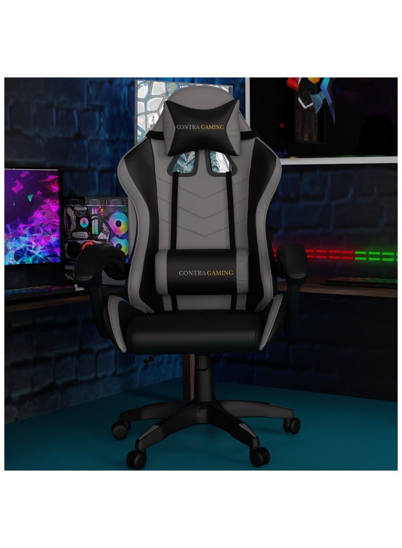 Mahmayi Gaming Chair with High Resilience Cushion Ergonomically Built, High Back with Reclining Feature, Height adjustable, Neck and Lumbar support for Home Study & Gaming Black and Grey HYG-01 - Image 3