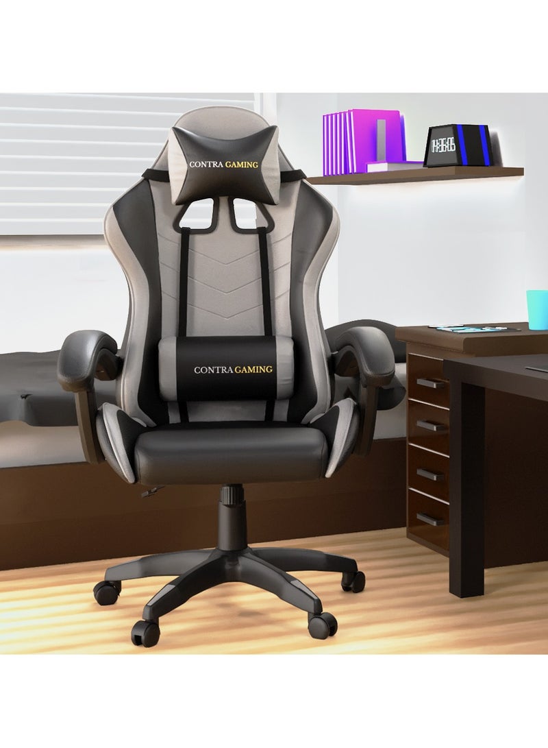 Mahmayi Gaming Chair with High Resilience Cushion Ergonomically Built, High Back with Reclining Feature, Height adjustable, Neck and Lumbar support for Home Study & Gaming Black and Grey HYG-01 - Image 4