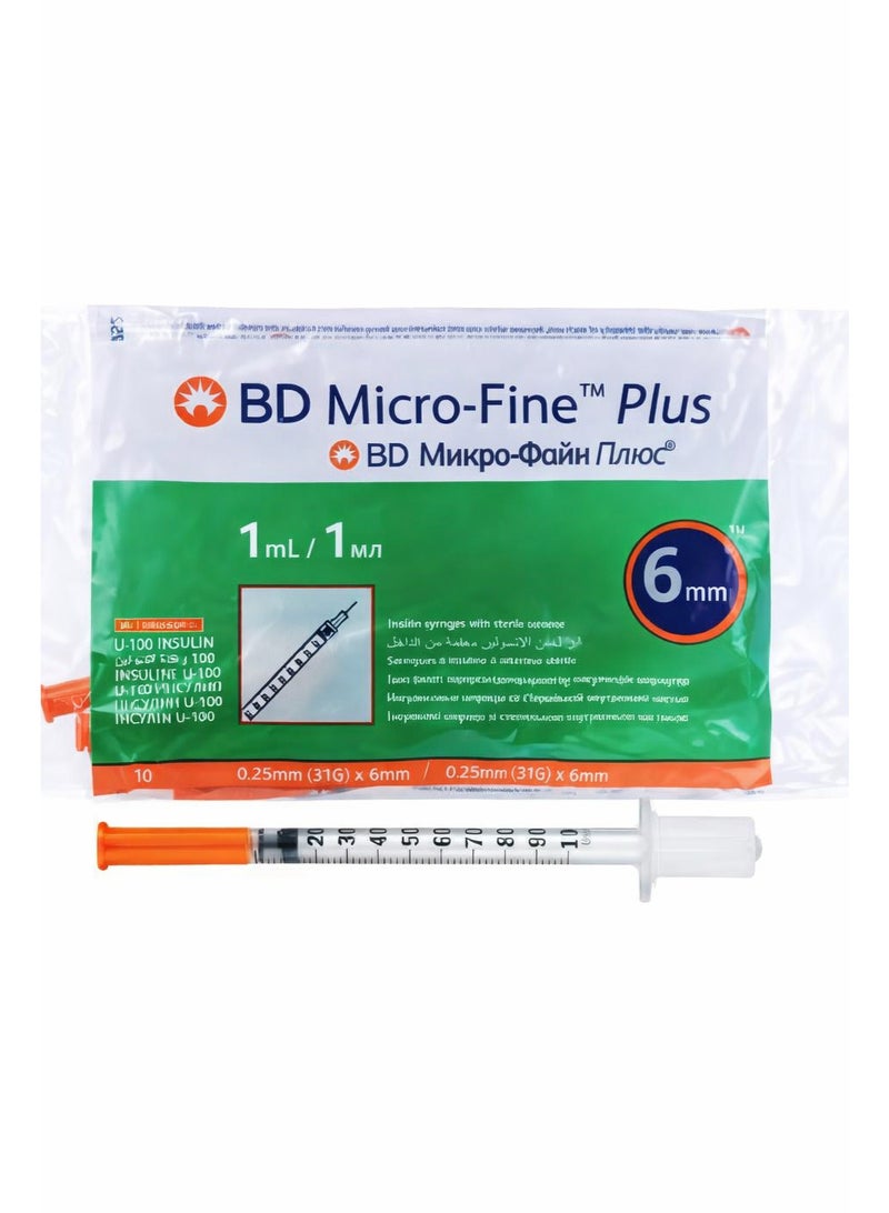 BD Micro fine Plus Insulin Pen Syringes 1ml 6mm 10 Pieces - Image 1