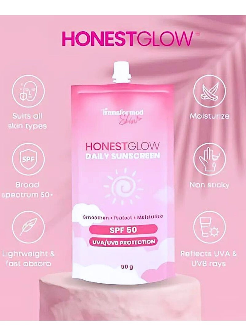 الجلد المتحول واقي الشمس اليومي المتوهج الصادق بعامل حماية من الأشعة فوق البنفسجية فئة 50، حماية من الأشعة فوق البنفسجية فئة A، 50 جرام - Image 3