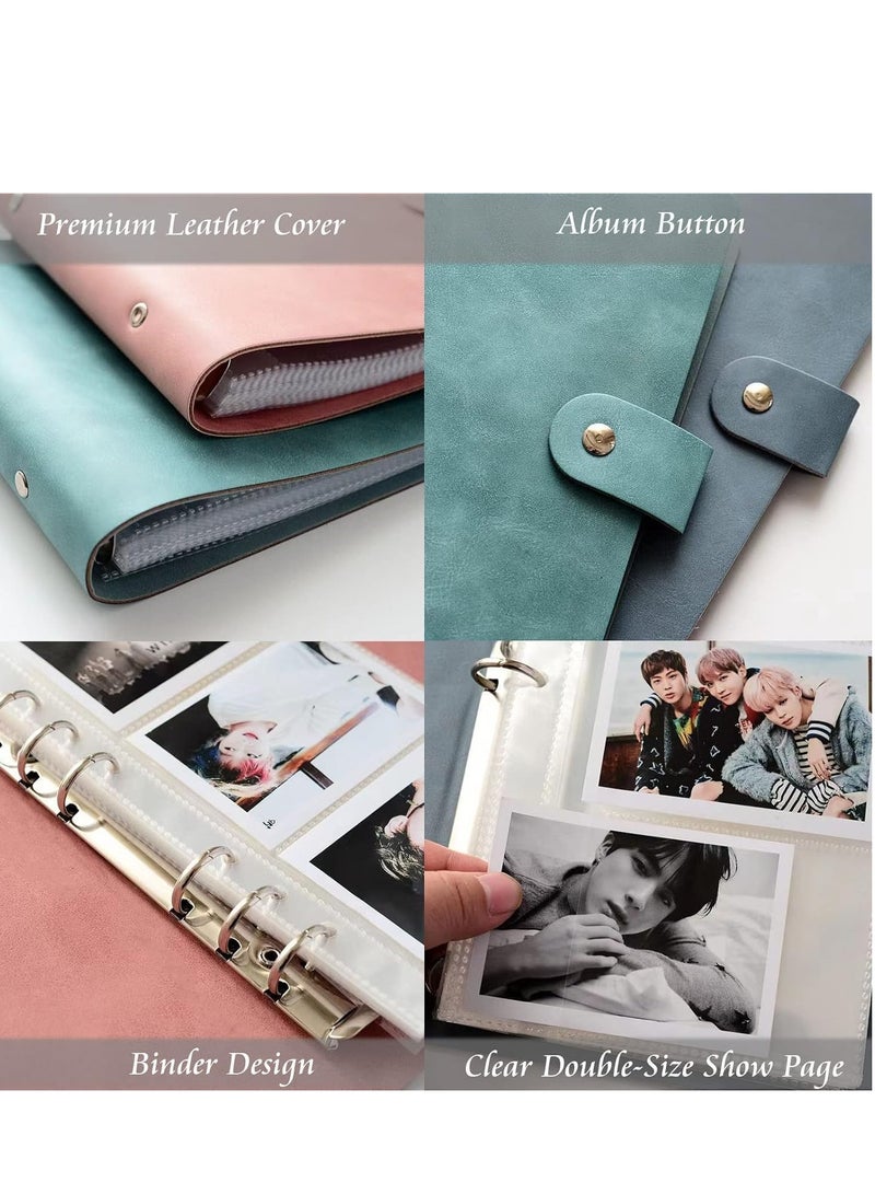 SYOSI Photo Albums 200 Pockets Premium Leather Fujifilm Instax Mini Album, Wallet Size 3 Inch Picture Name Card Book (Green) - Image 2