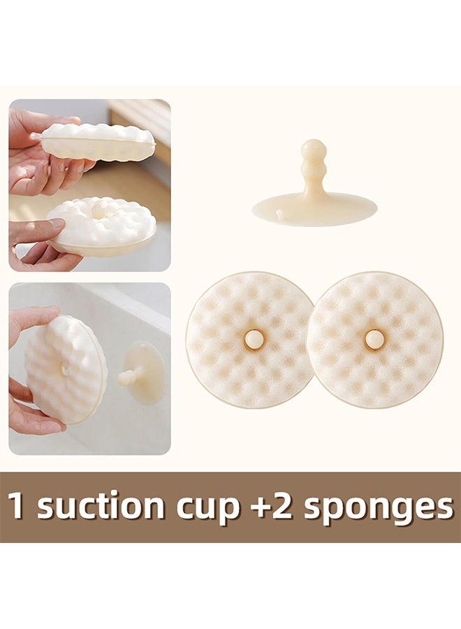 2Pcs Dual-Sided Kitchen Sponges with 1 Suction Cup,Natural Scrub Sponges for Dishes, Kitchen, Bathroom Cleaning,Honeycomb Shape, Non-Scratch - Image 2