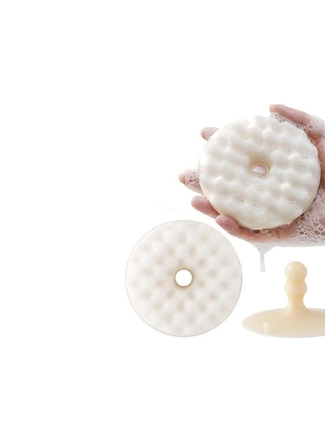 2Pcs Dual-Sided Kitchen Sponges with 1 Suction Cup,Natural Scrub Sponges for Dishes, Kitchen, Bathroom Cleaning,Honeycomb Shape, Non-Scratch - Image 1