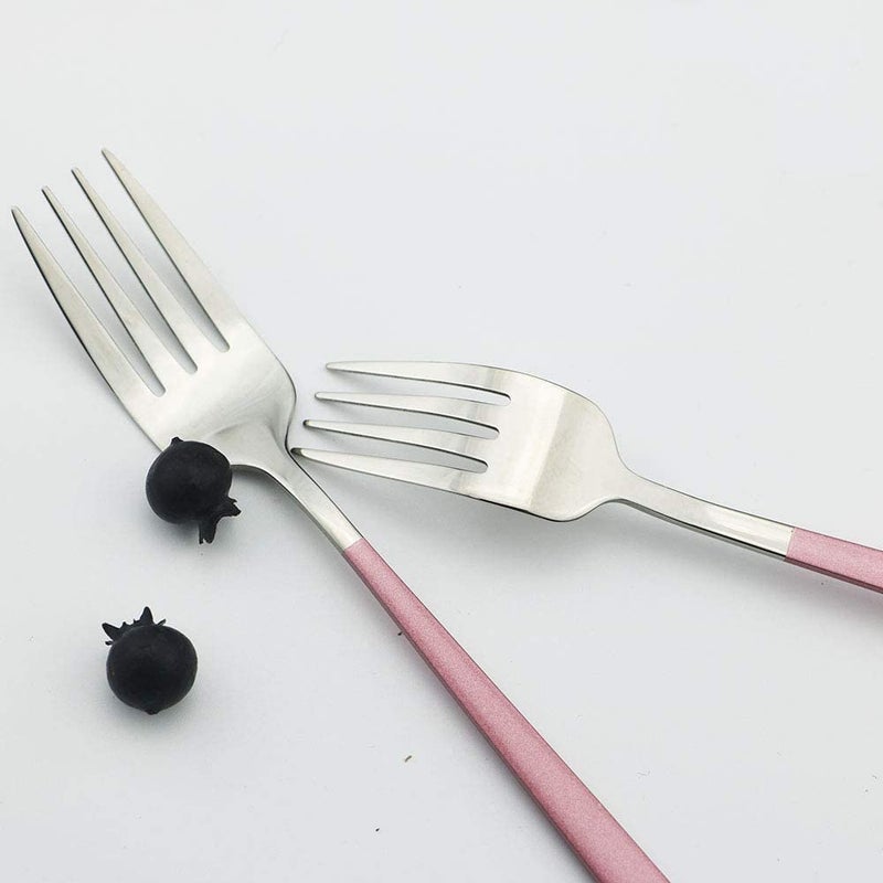 KolorfulStainless Steel Gold Plated Spoon Set HeavyDuty Stainless Steel Dinner sppon Include Knifes Forks Spoons SilverwareMetal Forks for Home Kitchen Restaurant Hotel Pink 6 - Image 5