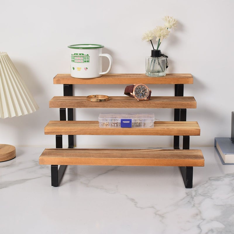 Pine Wood Desktop Tiered Storage Rack 35x32.5x20.5cm Solid Bathroom Perfume Display Shelf Jewelry Organizer Utility Rack - Image 5
