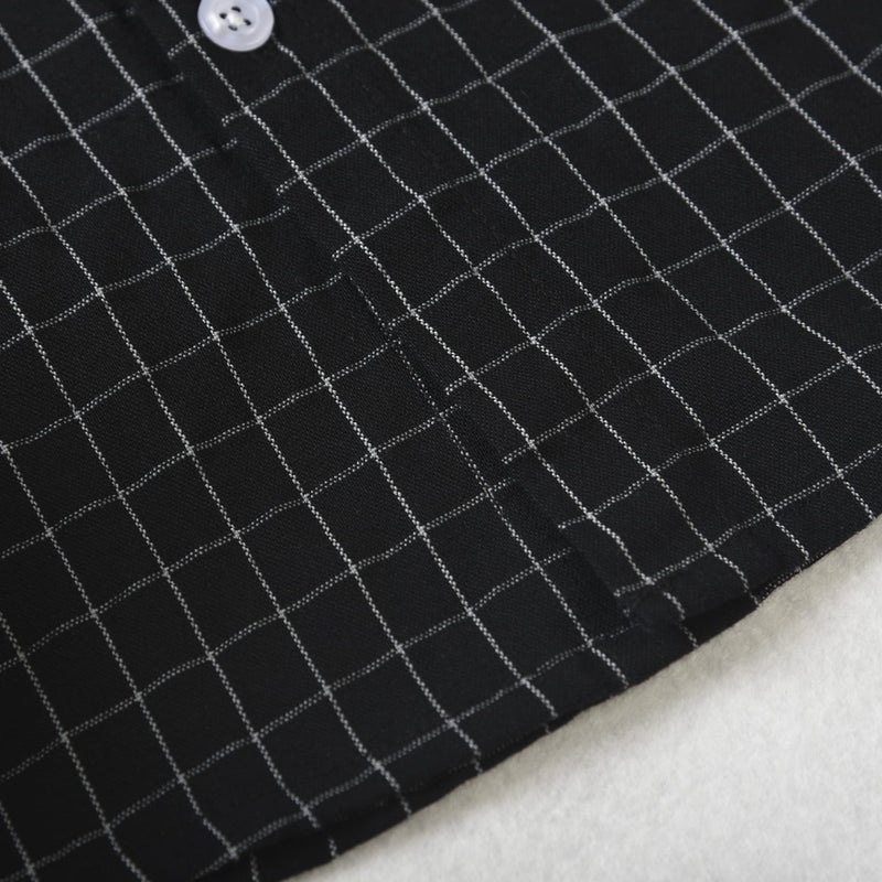 OCHENTA Toddler Boys Plaid Flannel Button Down Shirt Long Sleeve Casual Dress Tops Black 100CM - 2T - Image 4