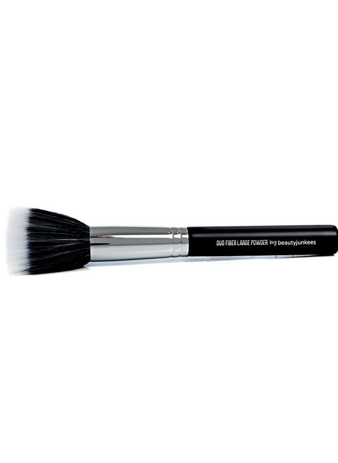Beauty Junkees Large Powder Makeup Brush Beauty Junkees Pro Flat Top Duo Fiber Synthetic Make Up Brushes Blend Diffuse Loose Pressed Translucent Powders For Setting Finishing Bronzing Vegan Cruelty Free  - Image 1
