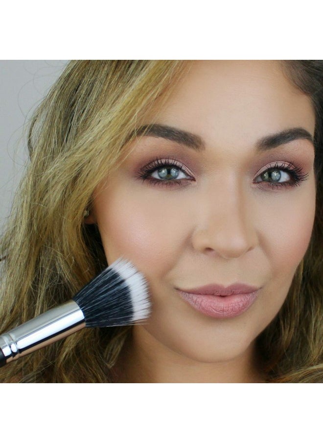 Beauty Junkees Large Powder Makeup Brush Beauty Junkees Pro Flat Top Duo Fiber Synthetic Make Up Brushes Blend Diffuse Loose Pressed Translucent Powders For Setting Finishing Bronzing Vegan Cruelty Free  - Image 2