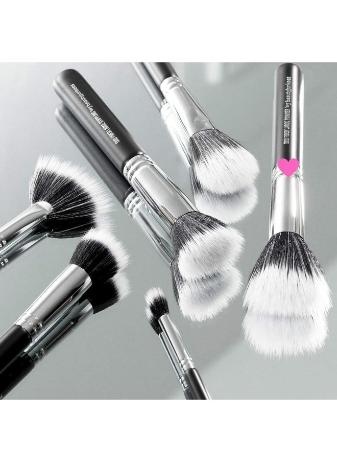 Beauty Junkees Large Powder Makeup Brush Beauty Junkees Pro Flat Top Duo Fiber Synthetic Make Up Brushes Blend Diffuse Loose Pressed Translucent Powders For Setting Finishing Bronzing Vegan Cruelty Free  - Image 5