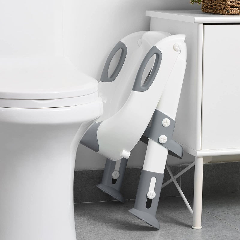 SKYROKU Potty Training Seat with Step Stool Ladder, SKYROKU Potty Training Toilet for Kids Boys Girls Toddlers - Comfortable Safe Potty Seat with Anti-Slip Pads Ladder Grey  - Image 4