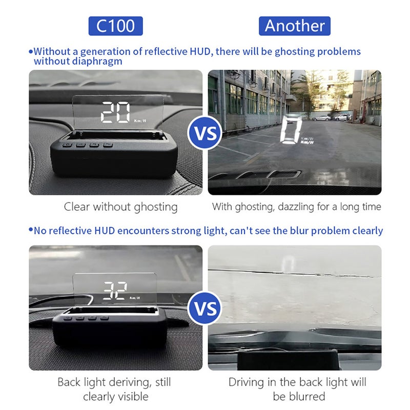 شاشة عرض صور ثلاثية الأبعاد سтереو عالية الدقة LED (HUD) - مقياس سرعة - أداة تشخيص السيارة - إزالة رموز الأخطاء OBDⅡ - كمبيوتر قيادة آمنة - إنذار سرعة تجاوز الحد وإنذار الأخطاء - Image 5