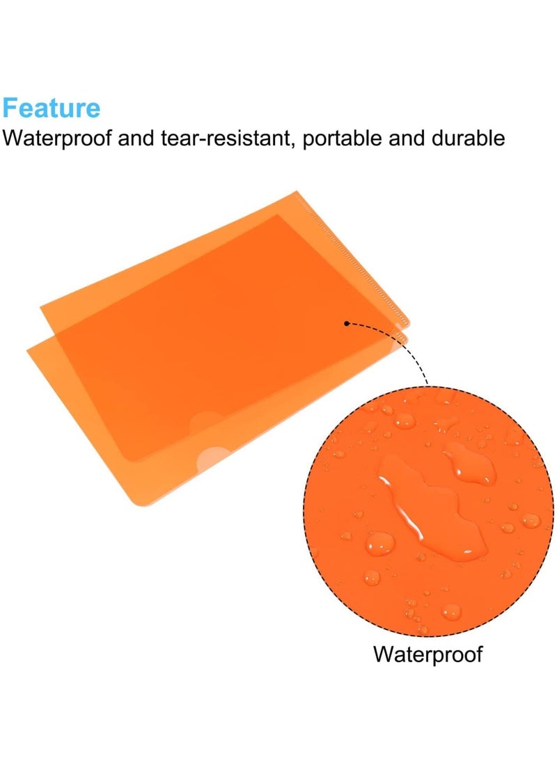 MARKQ A4 Plastic File, L-Type Folders Project Pockets Clear Paper Document Jacket Sleeve for Office, Paper Storage, Orange (Pack of 12)  - Image 5