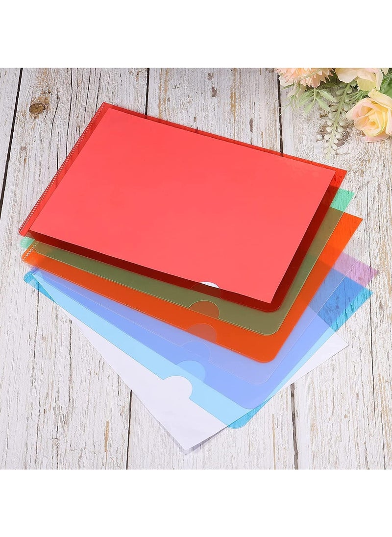 A4 Plastic File, L-Type Folders Project Pockets Clear Paper Document Jacket Sleeve for Office, Paper Storage, Orange (Pack of 12)