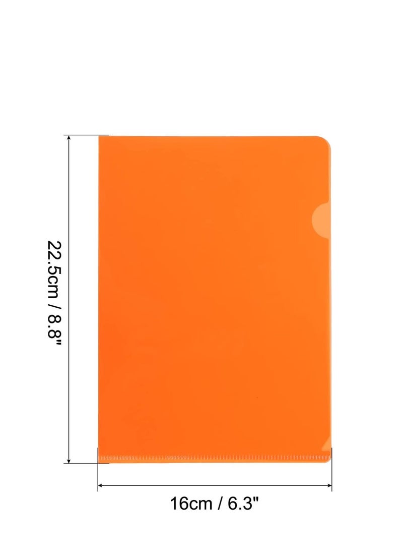 MARKQ A4 Plastic File, L-Type Folders Project Pockets Clear Paper Document Jacket Sleeve for Office, Paper Storage, Orange (Pack of 12)  - Image 2