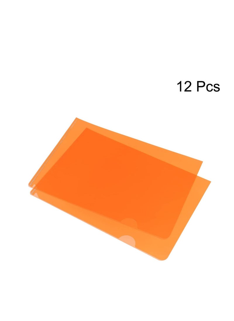 MARKQ A4 Plastic File, L-Type Folders Project Pockets Clear Paper Document Jacket Sleeve for Office, Paper Storage, Orange (Pack of 12)  - Image 3