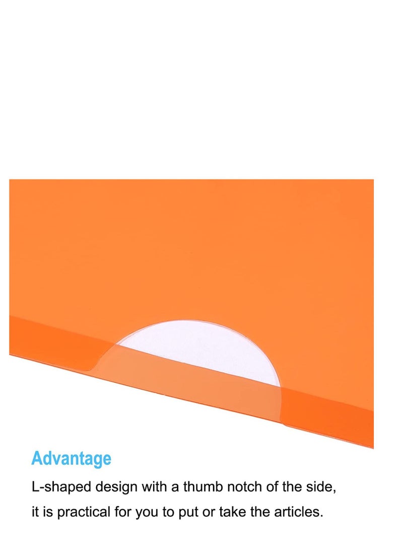 MARKQ A4 Plastic File, L-Type Folders Project Pockets Clear Paper Document Jacket Sleeve for Office, Paper Storage, Orange (Pack of 12)  - Image 4