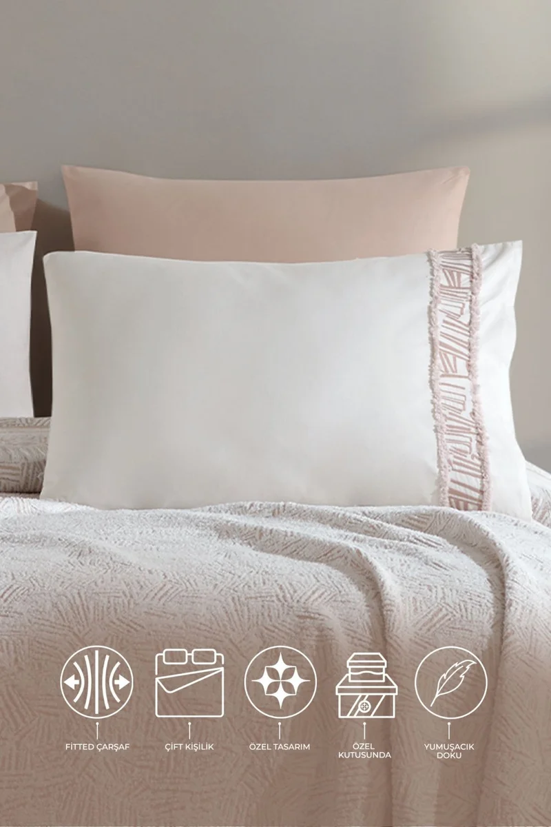 Elart Giza Blanket Set Double 6 Piece Stone
