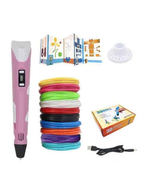3D Printing Pen with Display Includes 3D Pen 3 Starter Colors of PLA Filament Stencil Book Project Guide and Charger
