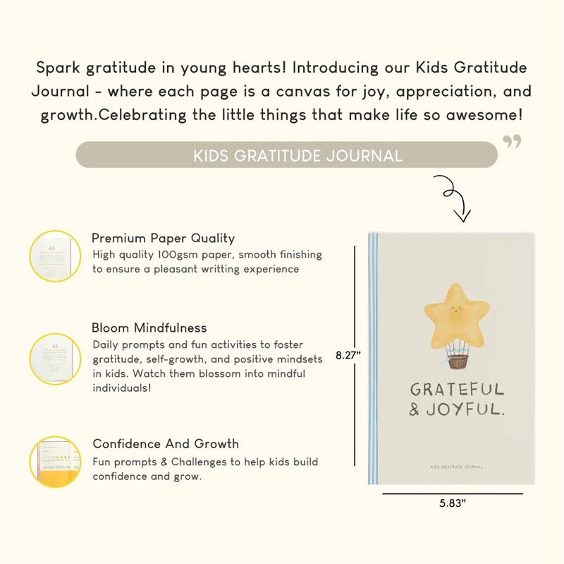 CHAARPAI Kids Gratitude Journal for 6 Months, Daily Confidence Build Up & Self Growth Journal for Kids, A5 Size,100 GSM Paper with Matt Laminated Hardbound Cover, 5-12 Age (Grateful & Joyful) - Image 3