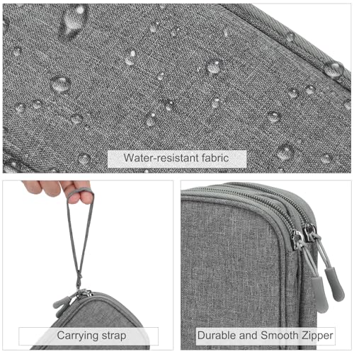 FYY Travel Cable Organizer Pouch Electronic Accessories Carry Case Portable Waterproof Double Layers All-in-One Storage Bag for Cord, Charger, Phone, Earphone Dark Grey - Image 4