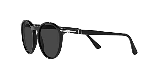 Persol PO3285S Round Sunglasses, Black/Black Polarized, 52 mm - Image 3