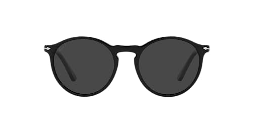Persol PO3285S Round Sunglasses, Black/Black Polarized, 52 mm - Image 1