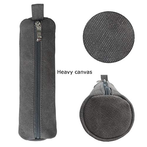 enyuwlcm Heavy Canvas Stationery Stylish Simple Pencil Bag and Durable Compact Zipper Pencil Case Pouch 1 Pack Gray - Image 4
