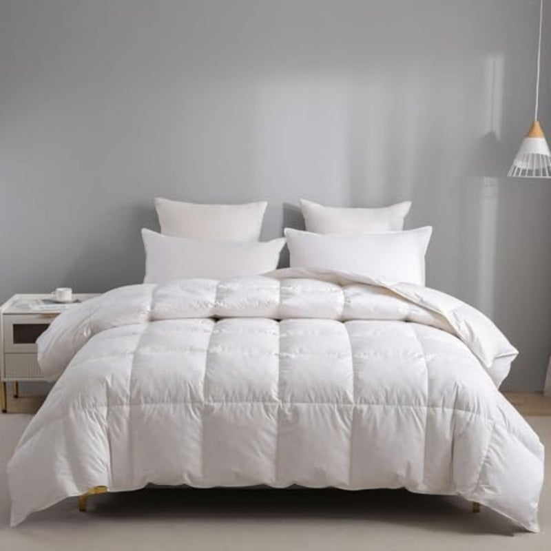 Premium Goose Feather Down Duvet Warm Hotel-Quality Duvet Insert with Plush Filling with 100% Organic Cotton Cover Breathable Light weight, Fade-Free and Washable Duvet single - Image 1