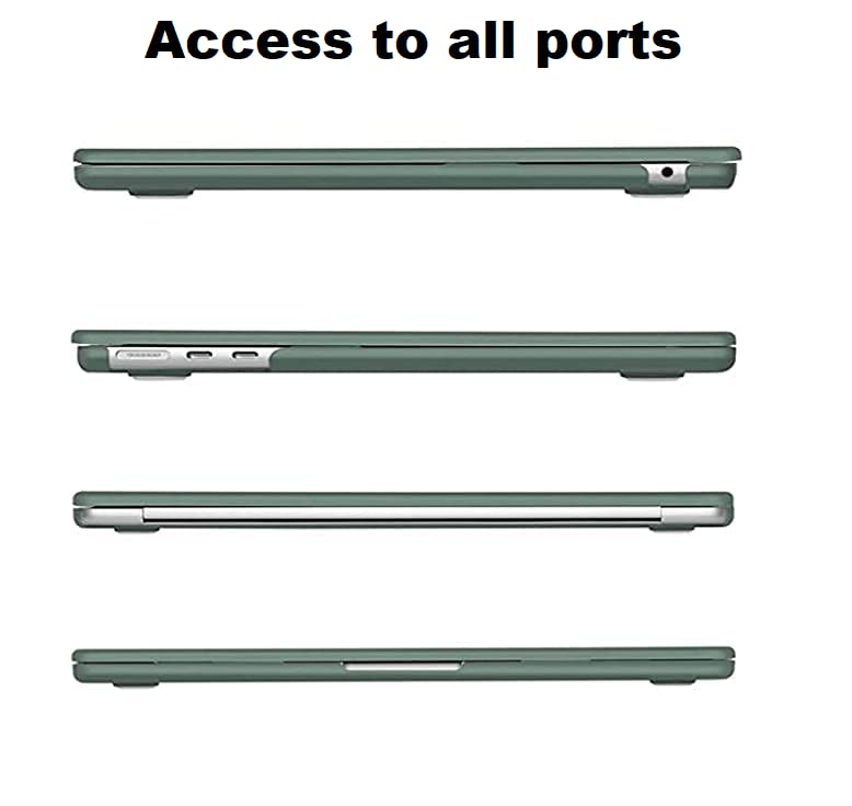 Midkart Case Compatible with MacBook Air 15 inch M4 A3241 M3 A3114 M2 A2941 Release 2025 2024 2023 with Touch ID Hard Shell Plastic Cover Keyguard Dust Plugs, Midnight Green - Image 5