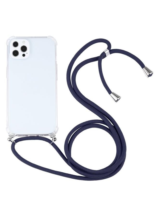 زبون جراب لهاتف iPhone 13 Pro جراب واقٍ شفاف مقاوم للصدمات من مادة TPU بأربع زوايا مع حبل - Image 1