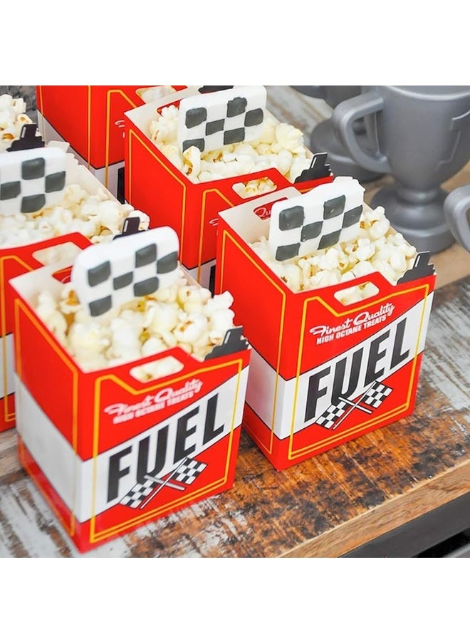 4E's Novelty 4E's Novelty 24 Race Car Popcorn Treat Boxes with 24 Checkered Flags, Black and White Racing Flag 6" x 4" (Serves 24) For Race Car Birthday Party Supplies, Monster Truck, Racing Theme Decorations  - Image 1