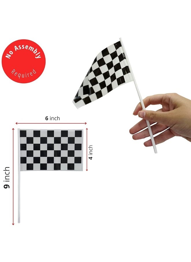 4E's Novelty 4E's Novelty 24 Race Car Popcorn Treat Boxes with 24 Checkered Flags, Black and White Racing Flag 6" x 4" (Serves 24) For Race Car Birthday Party Supplies, Monster Truck, Racing Theme Decorations  - Image 5