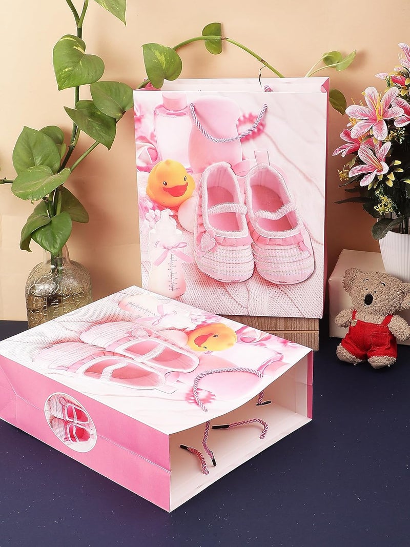 Chocozone Pack of 6 Paper Bags for Return Gifts Return Gift Bags for Kids Birthday It’s a Girl Baby Shower Return Gift Bags (26cm*32cm) - Image 1